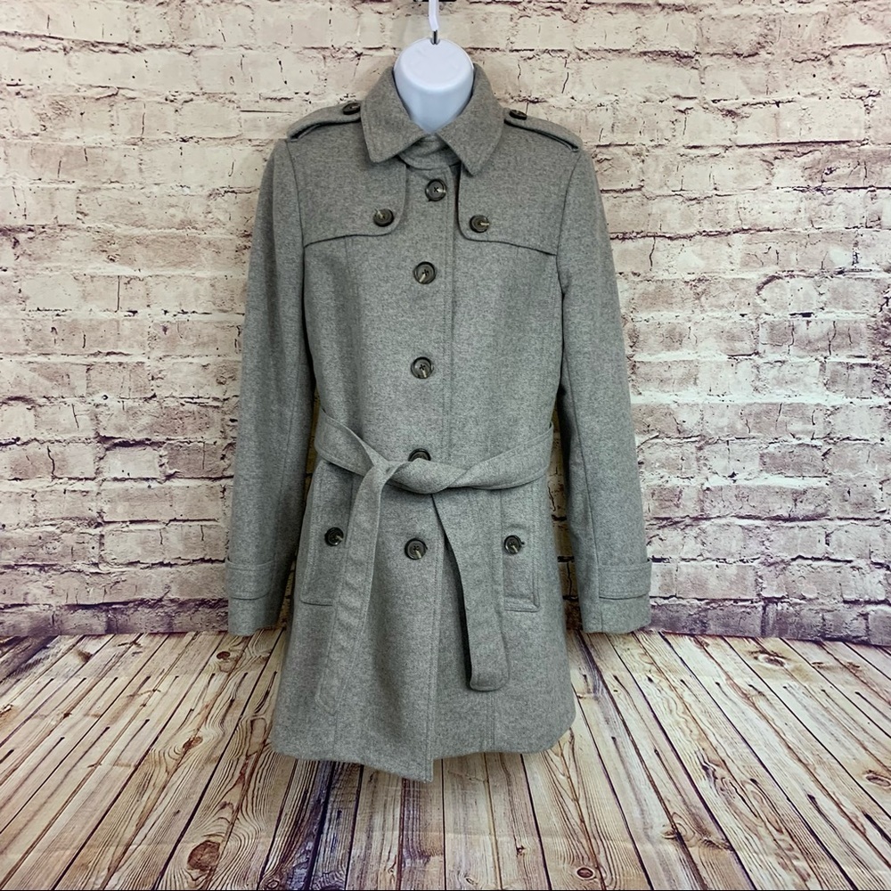 Banana Republic Gray Wool Blend Belted Lined Coat Nwot